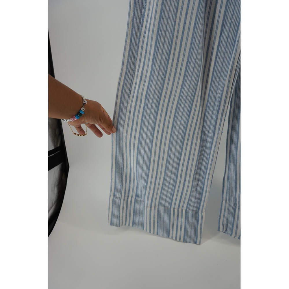 NWT Jolt Striped Wide Leg Pants Coastal Linen Blend Nautical Blue White sz‎ L - Picture 2 of 6